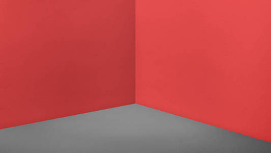 空角红墙和暗灰色地板透视室, 现代