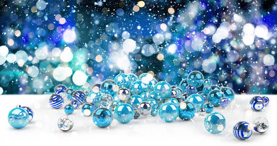 蓝色和白色圣诞小玩意 3d 渲染