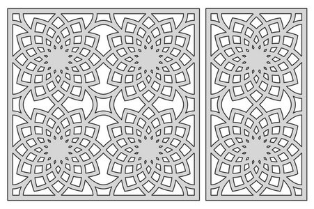 切割模板。几何花图案。激光切割设置比率 12, 11。矢量插图