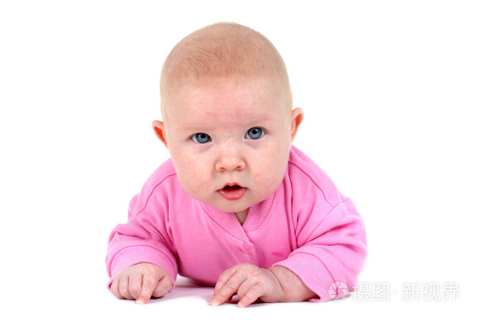 可爱的小婴儿 3 个月大的蓝眼