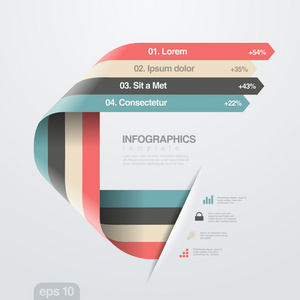 信息图形矢量设计模板时尚丝带平面样式