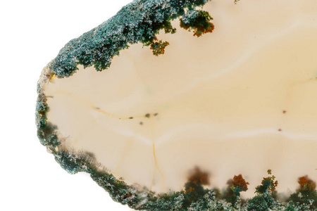 宏观矿物石黄色玛瑙养殖白色背景特写