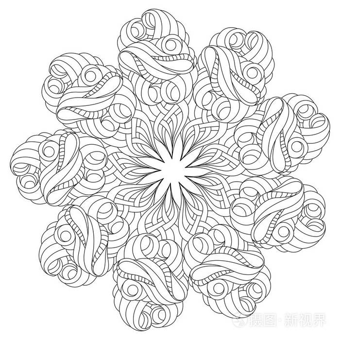 矢量黑白圆形图案.monochrom 曼荼罗颜色