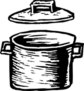 汤锅的木刻插图