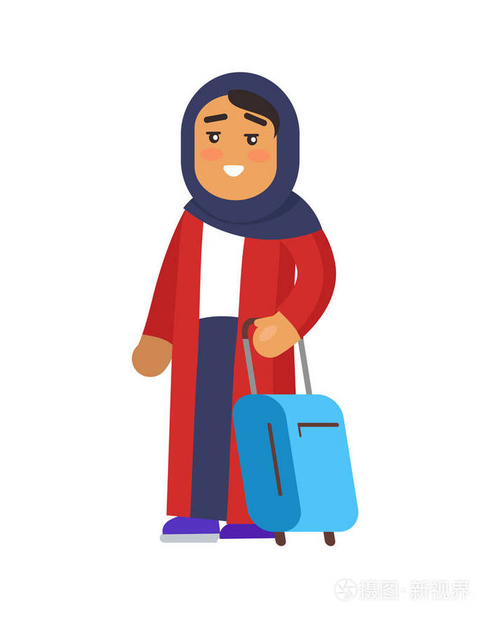 持有行李向量例证的穆斯林妇女