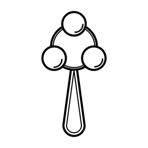 拨浪鼓.婴儿图标白色背景, 线条设计照片