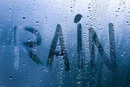 下雨的天气, 在汗的玻璃上的题词雨