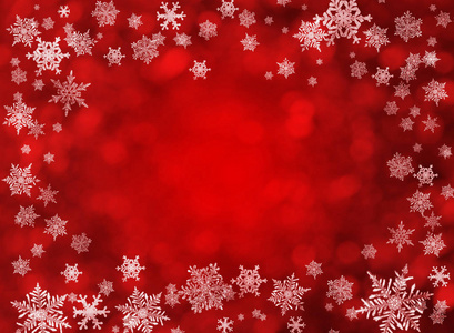 红色圣诞背景与雪花