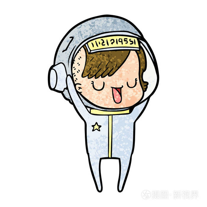 卡通女宇航员的矢量插图
