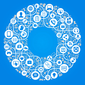 社会媒体网络背景与图标矢量照片