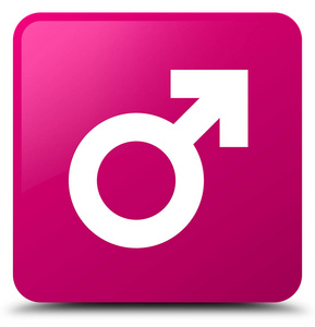 男性标志图标粉红色方形按钮