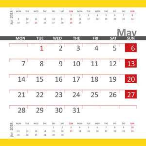 日历可以与以前和下个月 2018