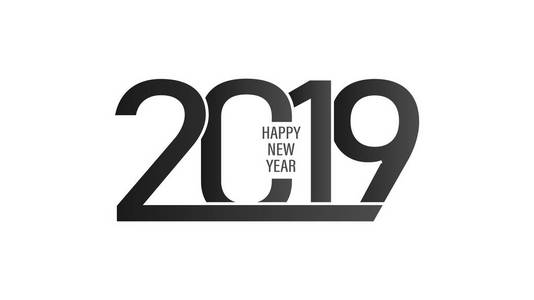 2019新年快乐背景黑色和白色的颜色