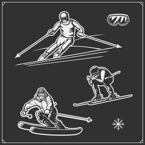 下坡和障碍滑雪车手例证