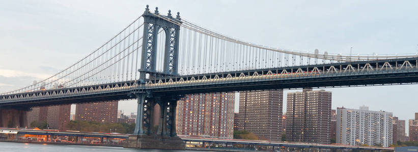 美国纽约日落曼哈顿大桥