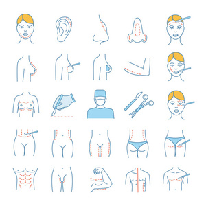 男性和女性身体轮廓和矫正插画