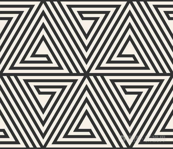 矢量无缝线图案.现代时尚的三角形纹理.从带区元素重复几何图块