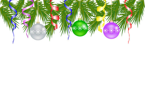 新年横幅, 海报与圣诞树树枝, 圣诞球和蛇纹石