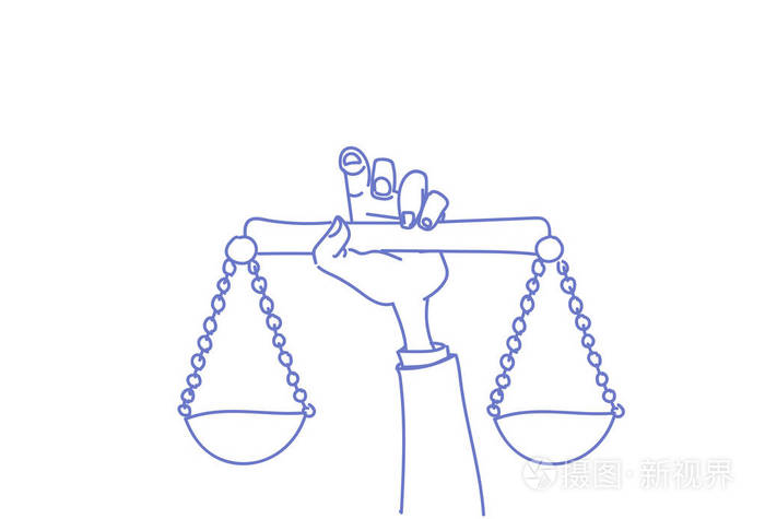 人手握秤平衡两物概念素描涂鸦水平的困难选择