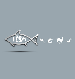 餐厅的抽象风格化的鱼菜单图片