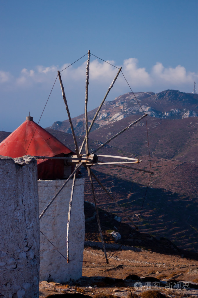 在希腊米克诺斯岛的风车