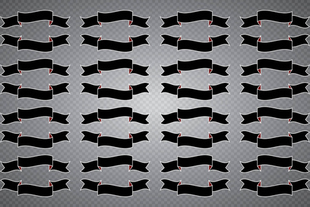 在透明背景上隔离的一组空横幅色带。矢量插图