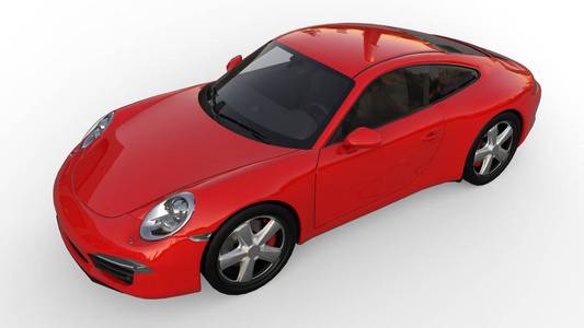 跑车在白色背景的运动红色汽车的形象。3d 插图