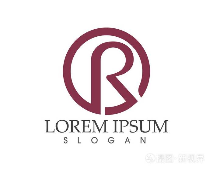 r 字母标志和符号模板图标应用程序