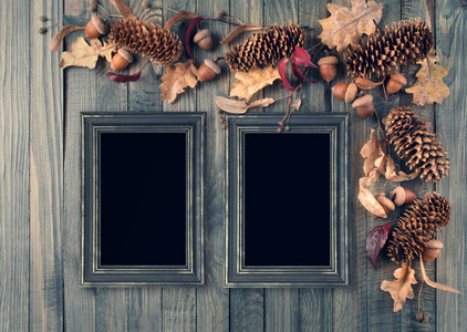 秋季背景与框架的乡村风格装饰