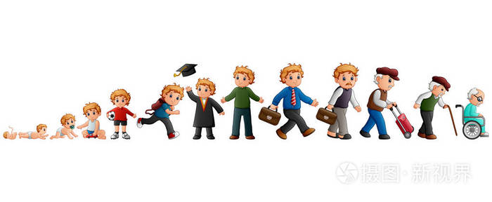 从婴儿到老年的男性不同的生活阶段