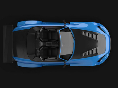 现代蓝色运动敞篷车。打开汽车与调整。3d 渲染