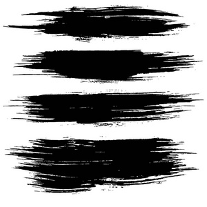 干墨墨刷笔画.手绘黑色画笔.handdrawn 干刷黑涂片.现代矢量插图照片