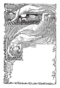 警笛三是一个童话, 复古线画或雕刻插图