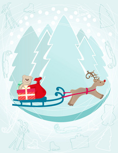 驯鹿拉雪橇的圣诞礼物图片