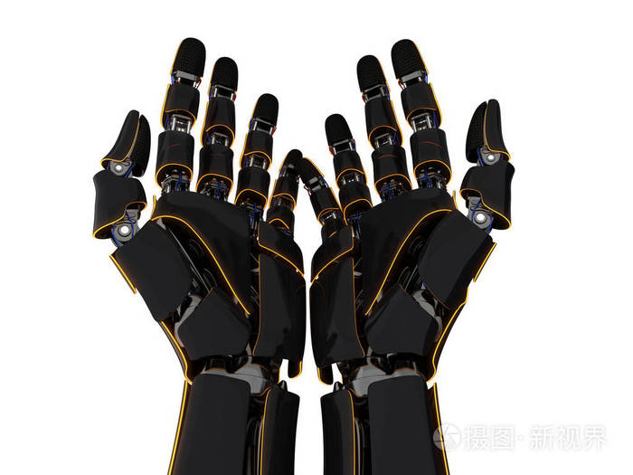 在白色背景上的 3d 渲染机器人手