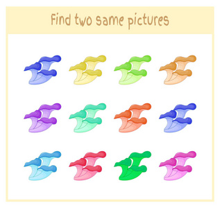 两个香菇卡通矢量插图找到两个完全相同的图片学龄前儿童香菇的教育