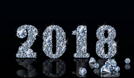 钻石背景快乐新 2018 年，矢量图
