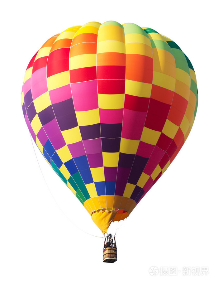 彩色热气球上白色隔离