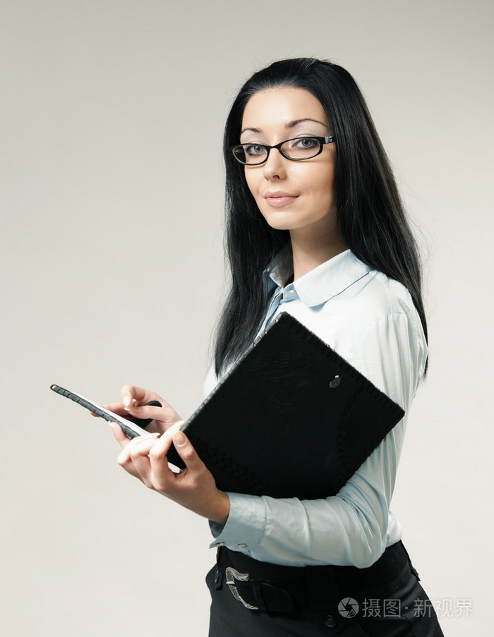 性感黑发女商人助理秘书肖像