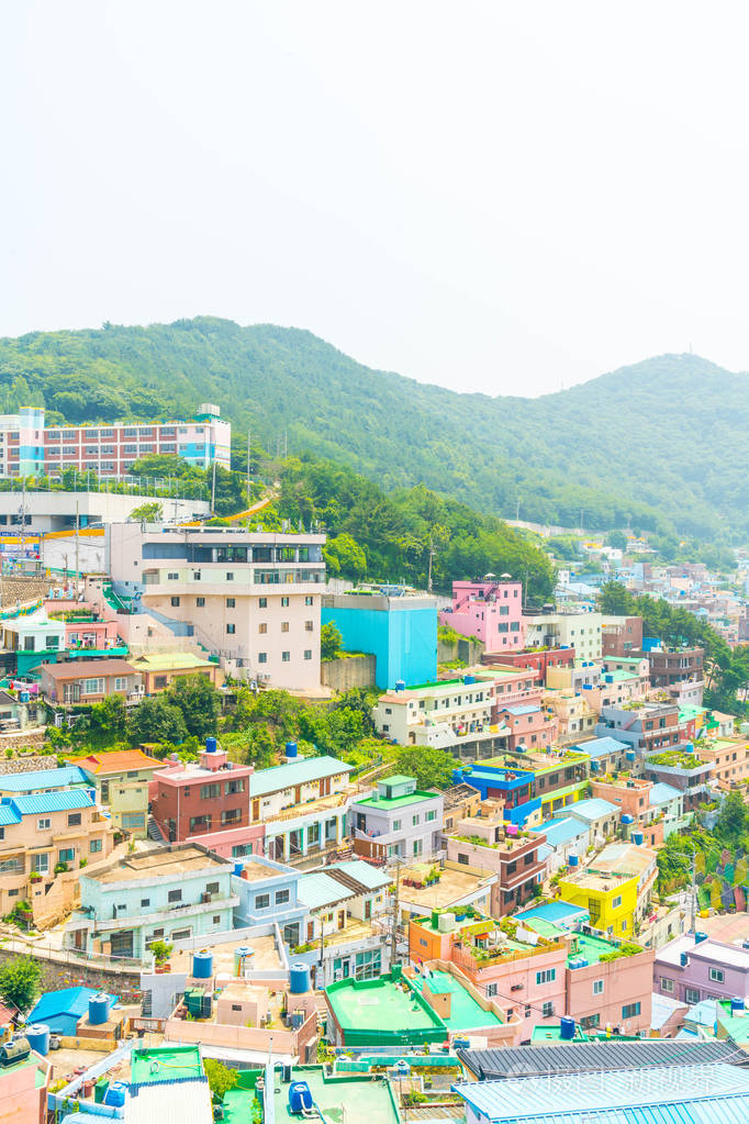 美丽的建筑，在釜山 Gamcheon 文化村