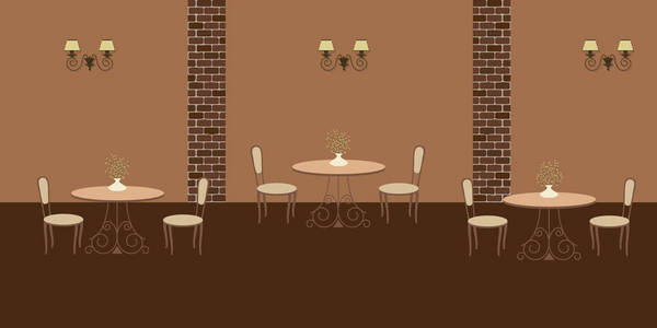 内部的餐厅，在棕色的颜色