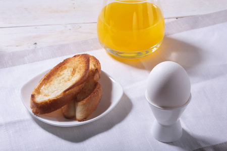 早餐, 鸡蛋, 面包和橙汁