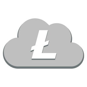 在白色背景上孤立的云上的 Litecoin 图标