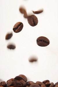 咖啡豆放在白色背景上