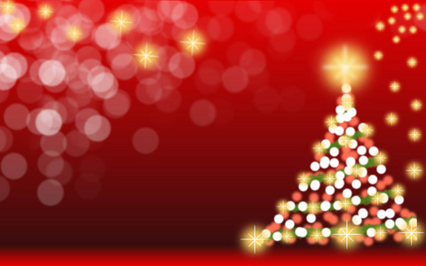 圣诞树灯。红色背景。圣诞树闪闪发亮, 闪烁明亮。可用于背景或墙纸