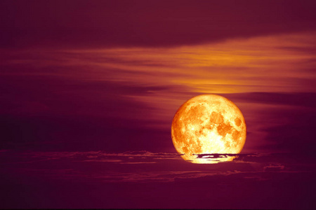 血月红云红橙色的天空和光线周围, 这个形象的元素由 Nasa 提供