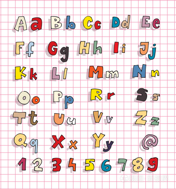 手绘制大胆简单字母 abc 中的颜色