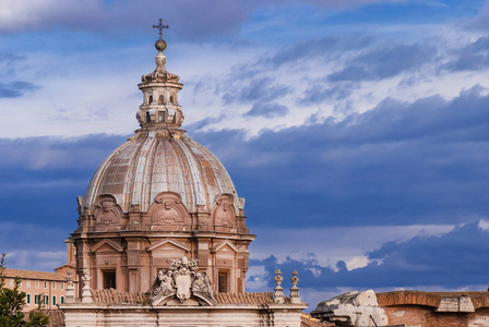 巴洛克式罗马巴洛克式的圆顶在罗马照片