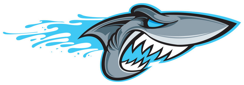 鲨鱼水下海景游艇和牛鲨鱼缸里的破牙鲨巨齿龙侧面轮廓肌肉鲨禅宗风格