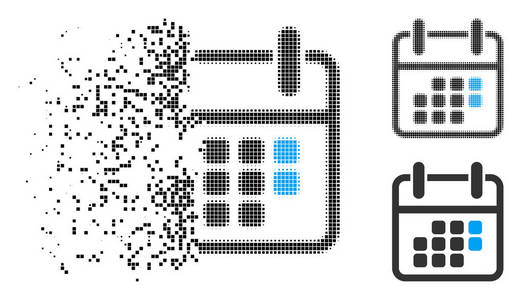 损坏的像素半色调日历周末图标